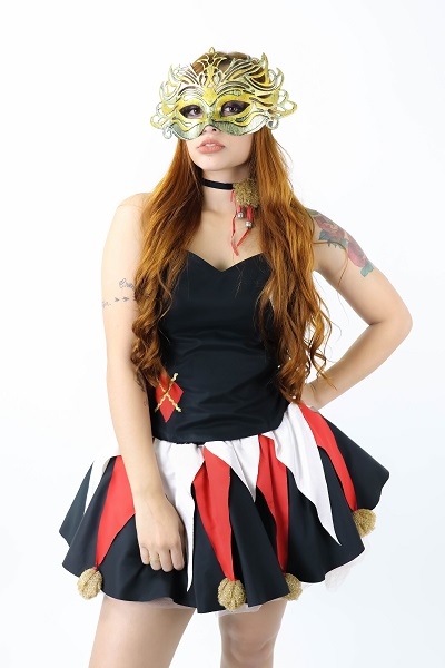 Colombina vestido corpete saia preta